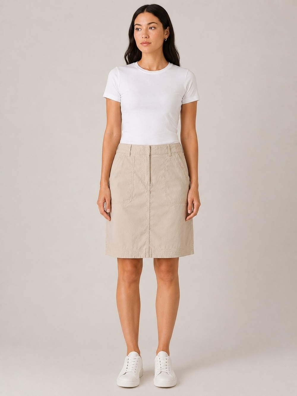 Cleo Petites Khaki Tan Lightweight Cotton Pencil Skirt 10P Coquette Summer
